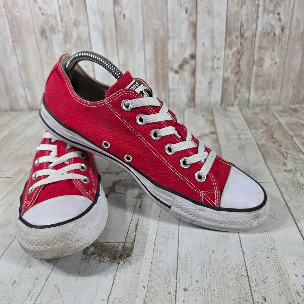 Converse Chuck Taylor All Star Low Top Red Canvas Sneakers Womens 10 Mens 8 - Picture 7 of 7
